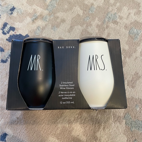 Rae Dunn Other - Mr & Mrs Rae Dunn insulated stainless steel wine glasses